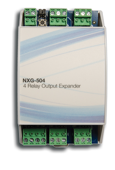 01348 Uitbreidingsmodule voor NXG centrales, 4 relais, DIN rail