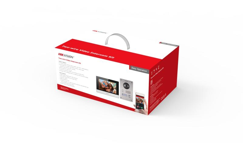 20001388 Hikvision 2-draads Video intercom kit, 1 drukknop, 2 MP HD video, 7" touch screen binnenstation