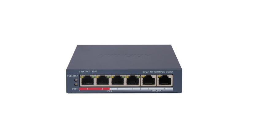 20001512 Hikvision 4-poorts Fast Ethernet Smart PoE Switch