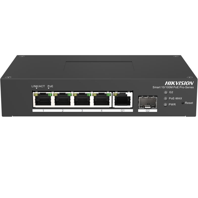 20001514 Hikvision 4-poorts Fast Ethernet 10/100 Mbps Smart managed PoE switch